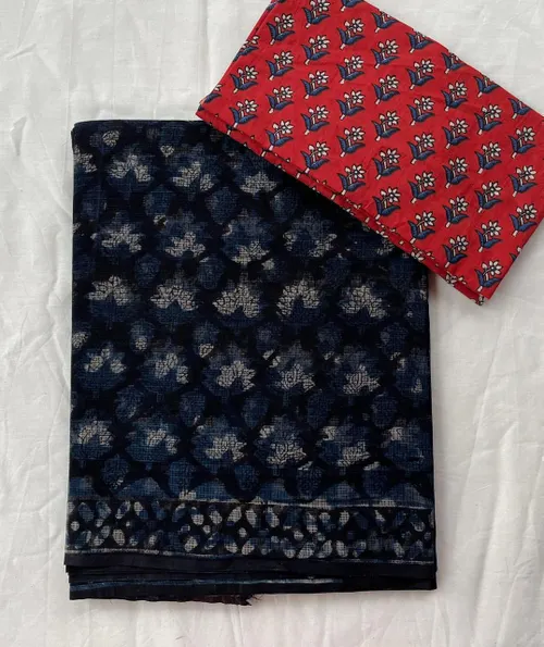 Traditional Bagru Print Kota Saree